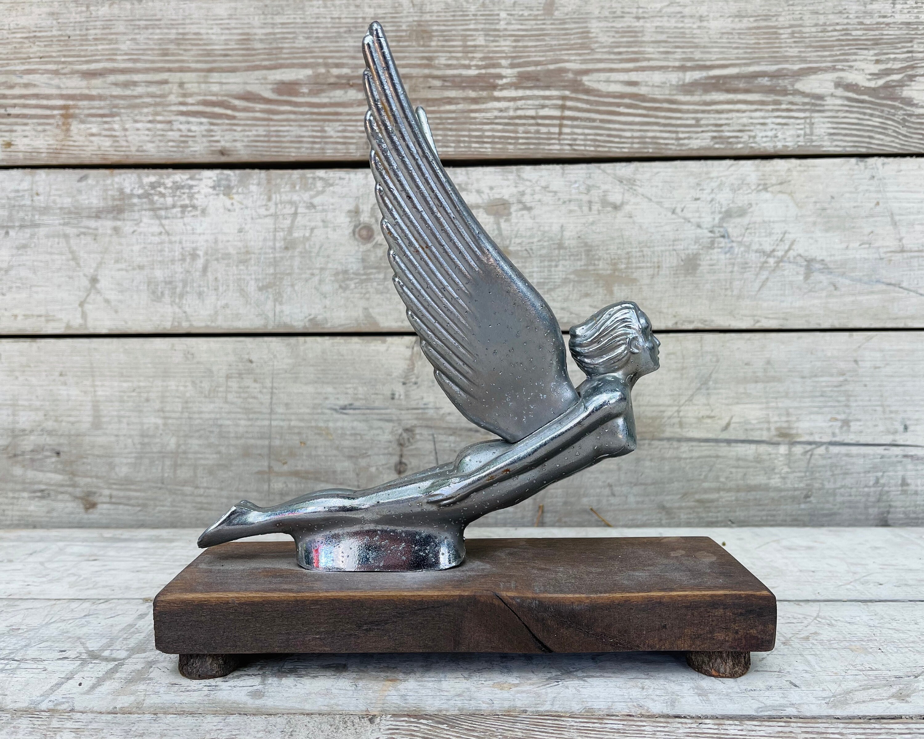 Vintage Hood Ornament Flying Goddess Mascot Antique Etsy