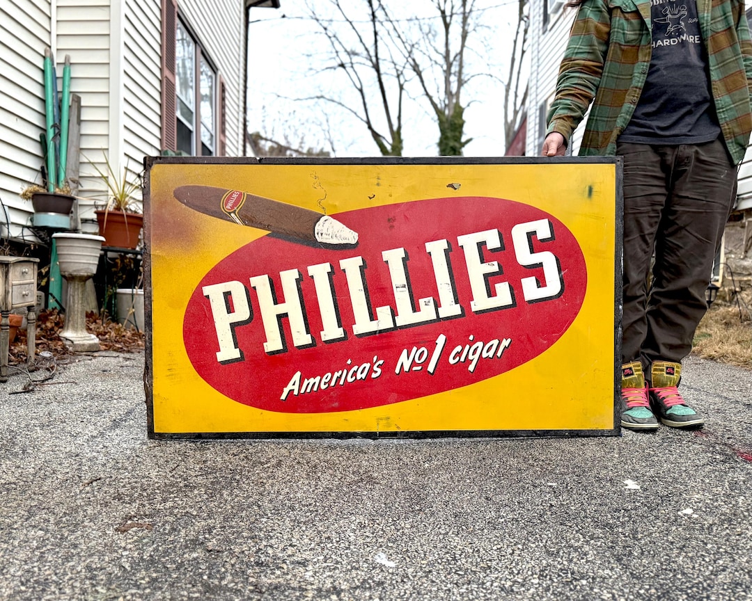 Vintage Phillies Blunt Sign: 1940s General Store Advertising