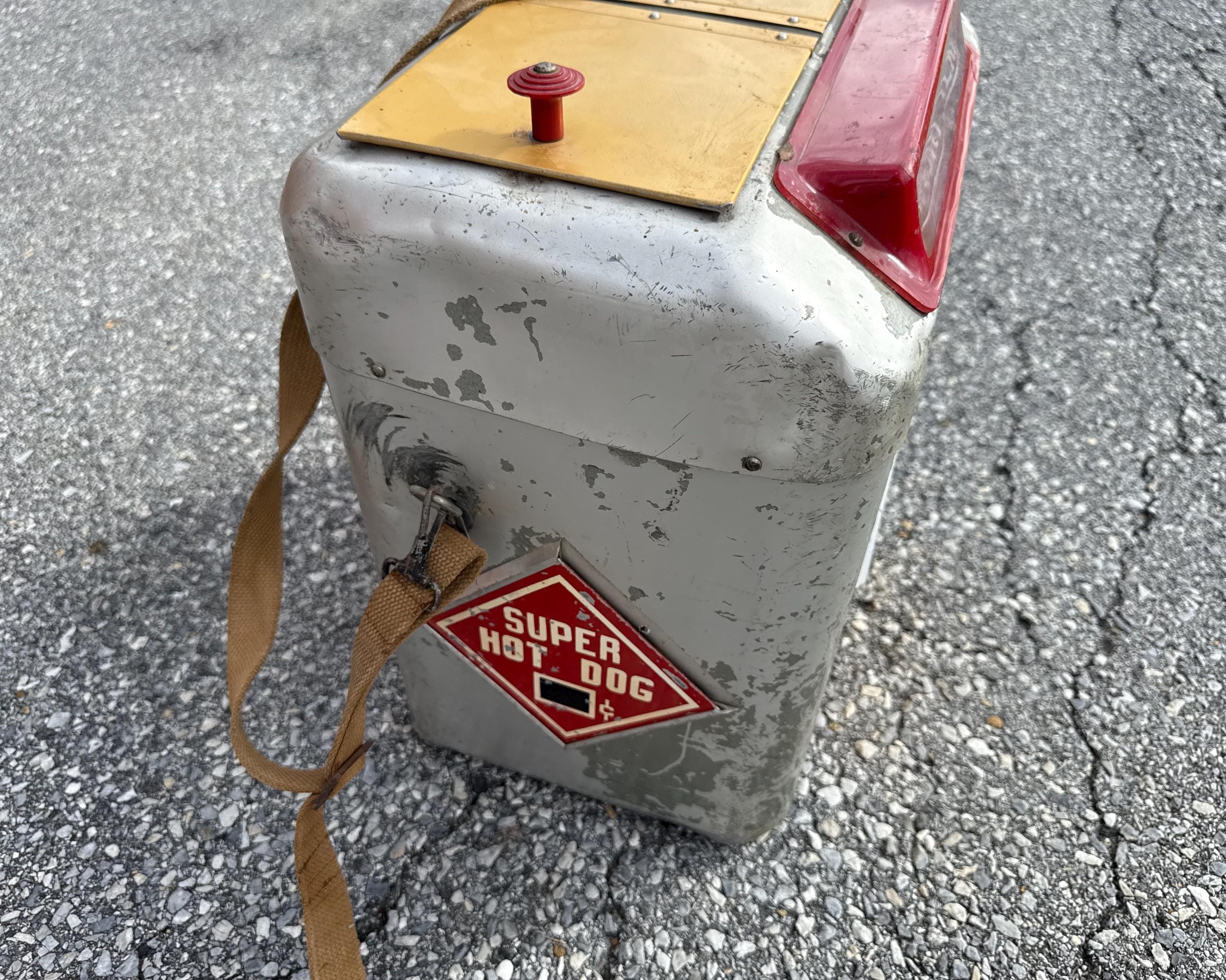 Vintage 1950s Baseball Stadium Hotdog Vending Container: Metal