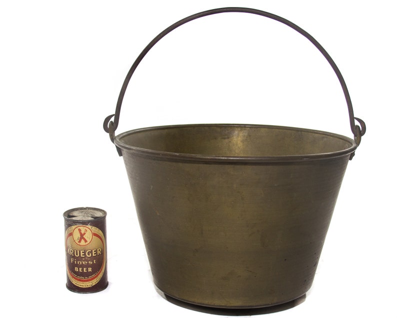 Antique Planter Brass Pot Iron Handle Large Brass Pot Cauldron Etsy