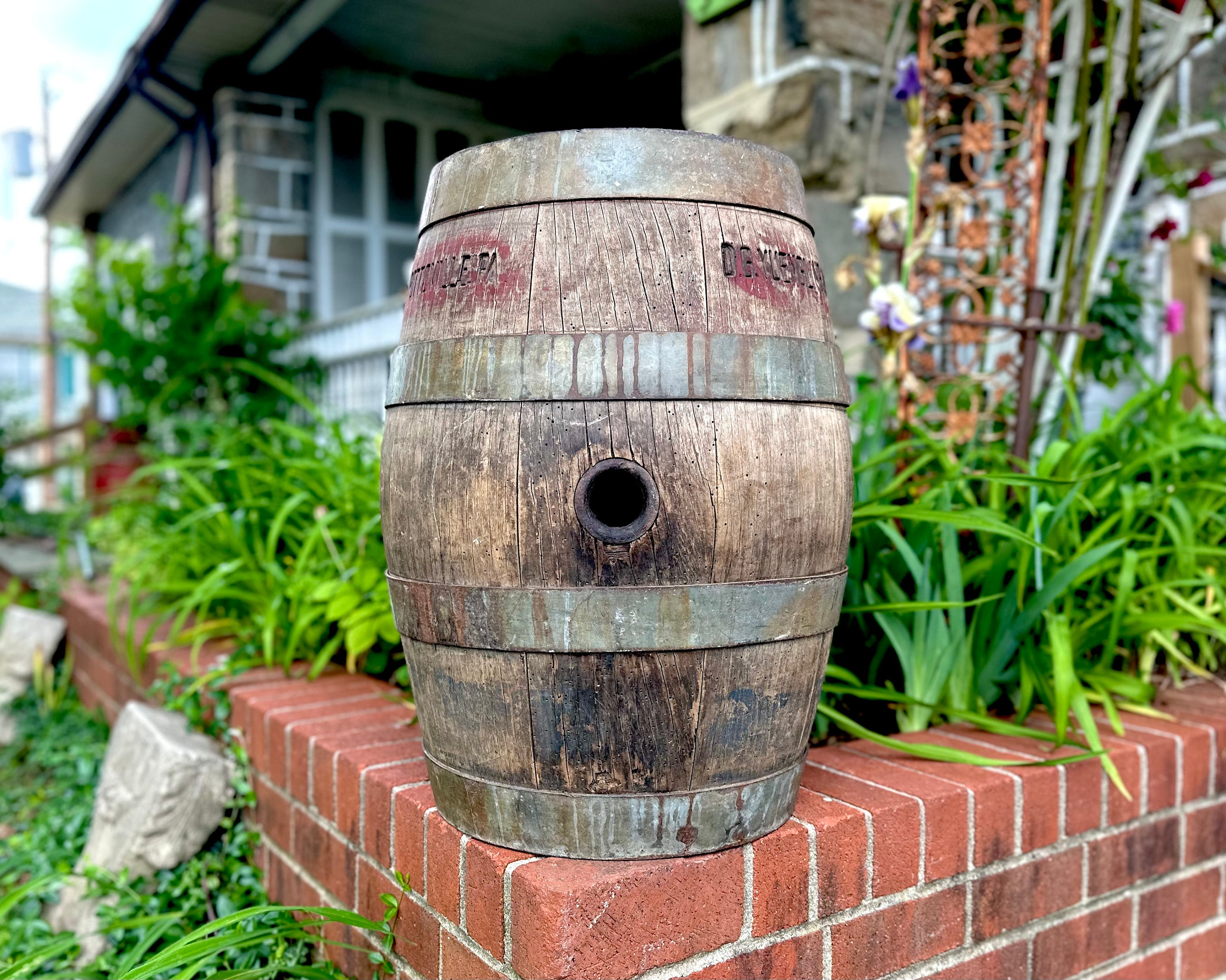 Antique Yuengling Beer Barrel: Rustic Wooden Side Table