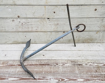 Large Vintage Cast Iron Anchor: Nautical Yard Art Decor (28&#39;&#39; Long)