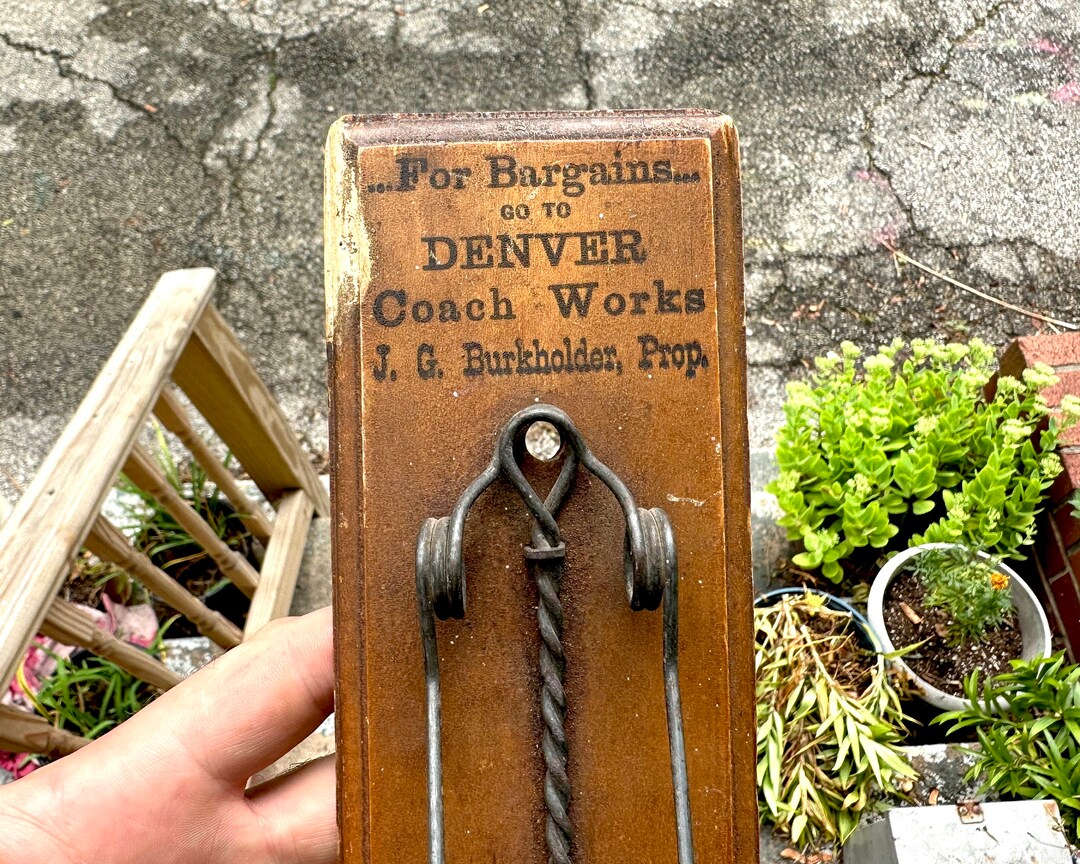 Denver Coach Works Antique Broom Holder Advertising Trade Sign Etsy