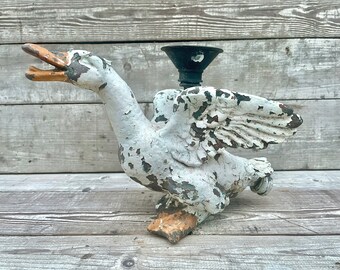 Antique Copper Clad Goose Sprinkler, Large Figural Sprinkler, Outdoor Garden Decorations Yard Art, Early Duck Statue Sculpture, Americana