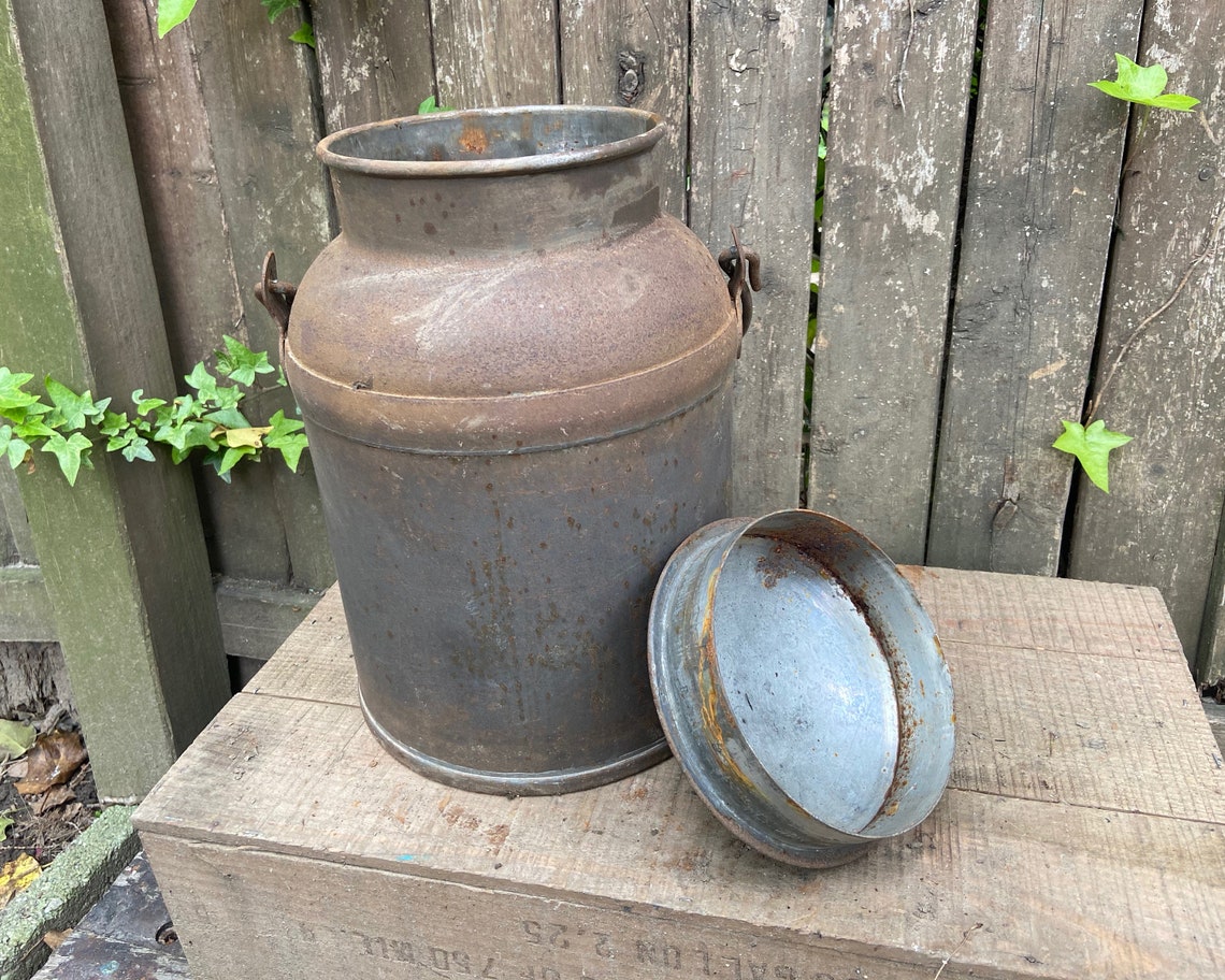 Vintage Milk Can Large Metal Milk Jug Steel Dairy Can Etsy