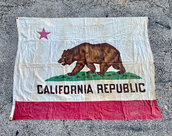 ビンテージ　80年代　カリフォルニア州旗　コットン100% Large Genuine Vintage Cotton California Republic Flag - Etsy