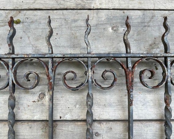 Antique Wrought Iron Gate: Ornate Victorian Architectural Salvage