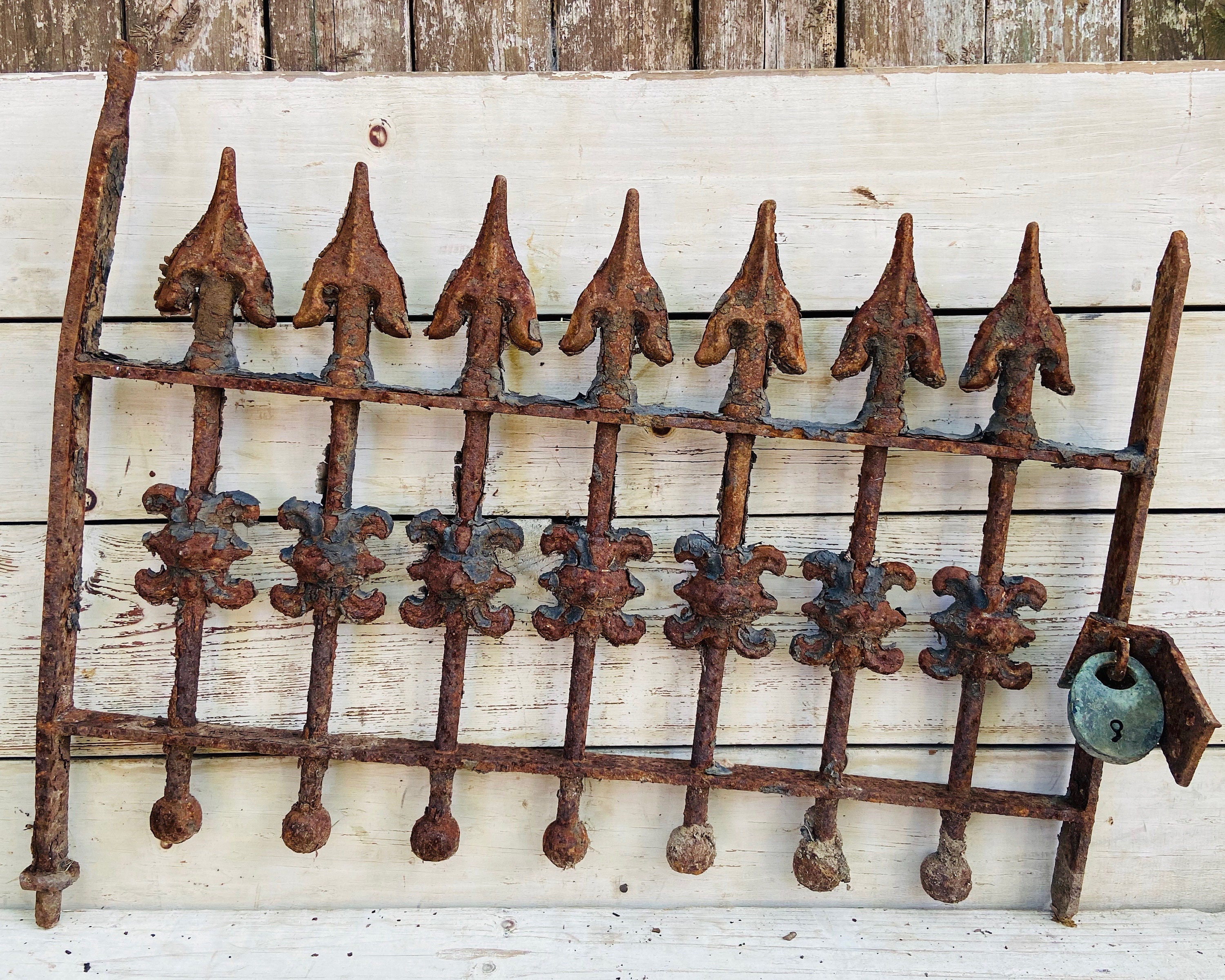 Antique Wrought Iron Spiked Fence: Victorian Gothic Architectural