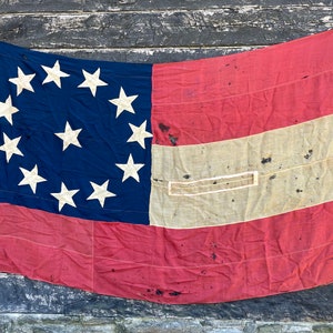 Antique 12 Star Civil War Flag: Stars and Bars, Large Naval Decor