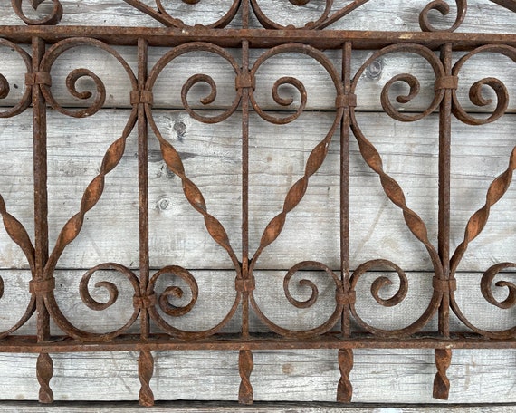 Antique Wrought Iron Heart Gate: Victorian Architectural Salvage