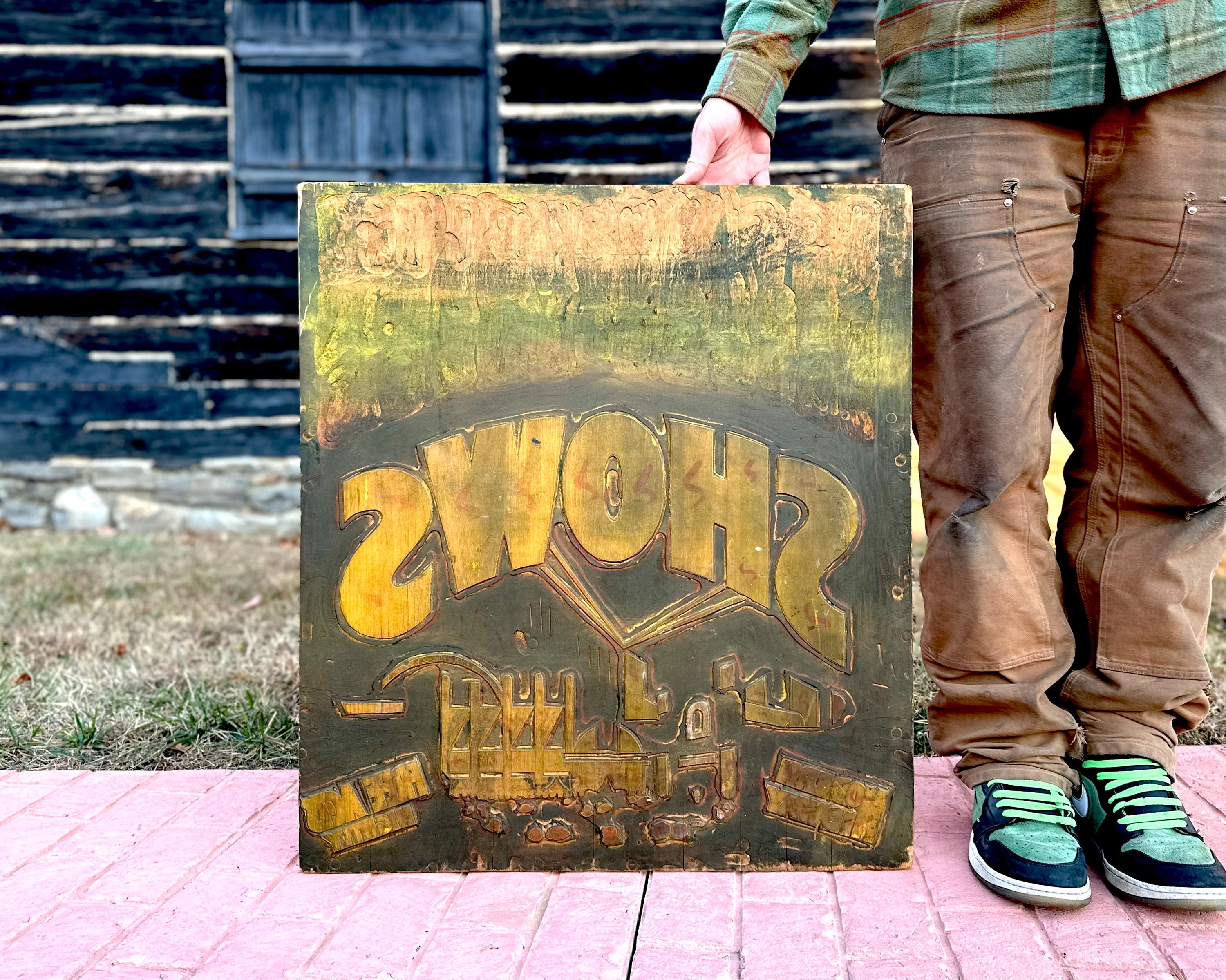 Antique CARNIVAL Midway Wooden Printers Block, EXTRA LARGE