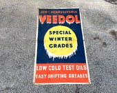 VEEDOL MOTOR OIL Banner, Gas Station Sign, Canvas Banner, Large Flag, Gas Oil Antiques, Advertising Sign, Winter Grades, Pennsylvania