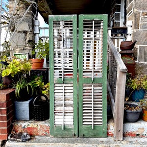 Antique Shutters: Chippy Green Victorian Farmhouse Decor (64'' X