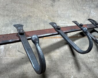 Hand Forged Iron Rack, Coat Rack, Hat Rack, Wall Mount, Hand Made