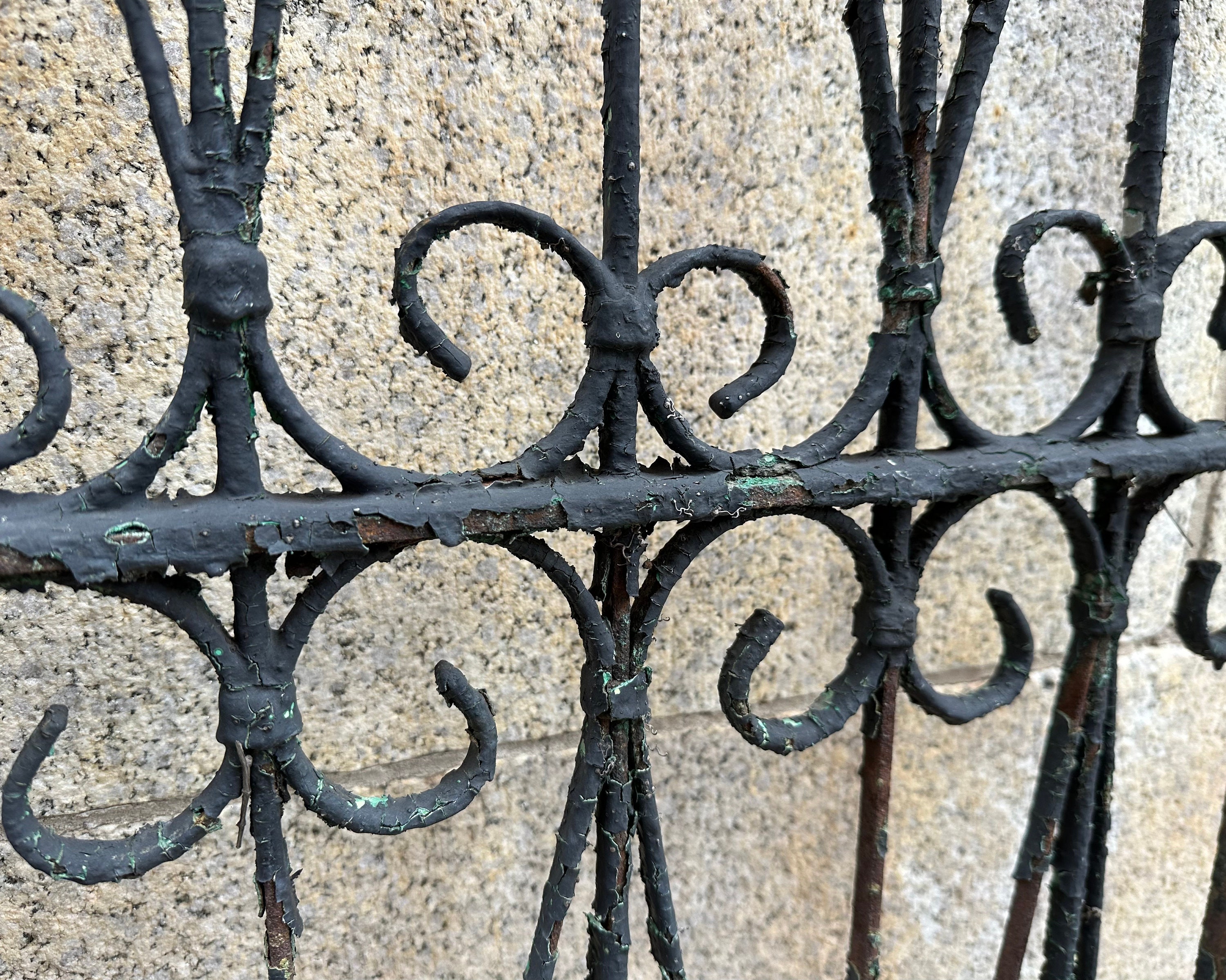 Antique Iron Window Bars Set of 4, 1800s Victorian Era Home