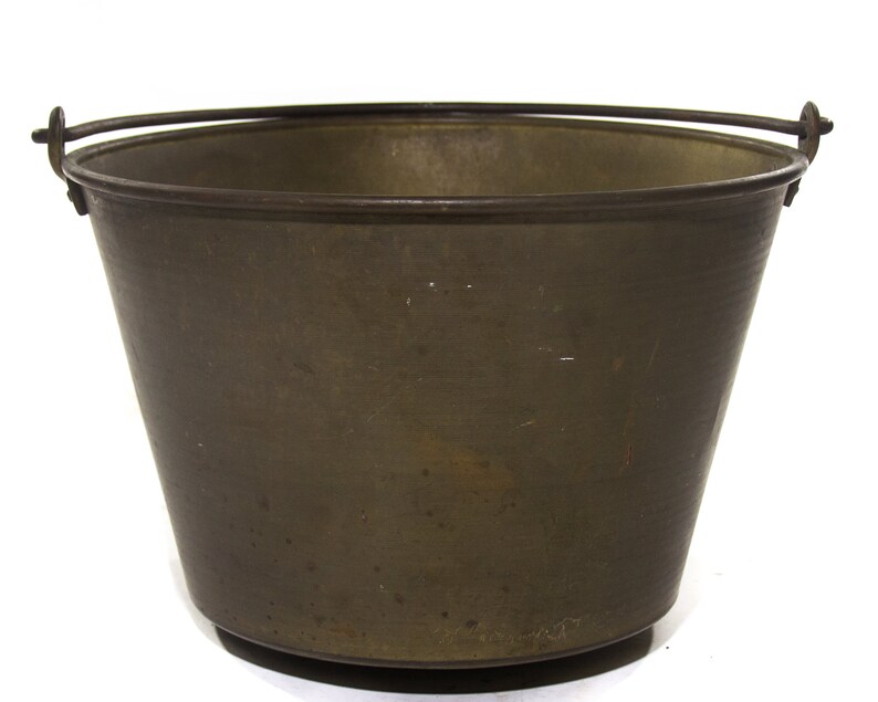 Antique Planter Brass Pot Iron Handle Large Brass Pot Cauldron Etsy