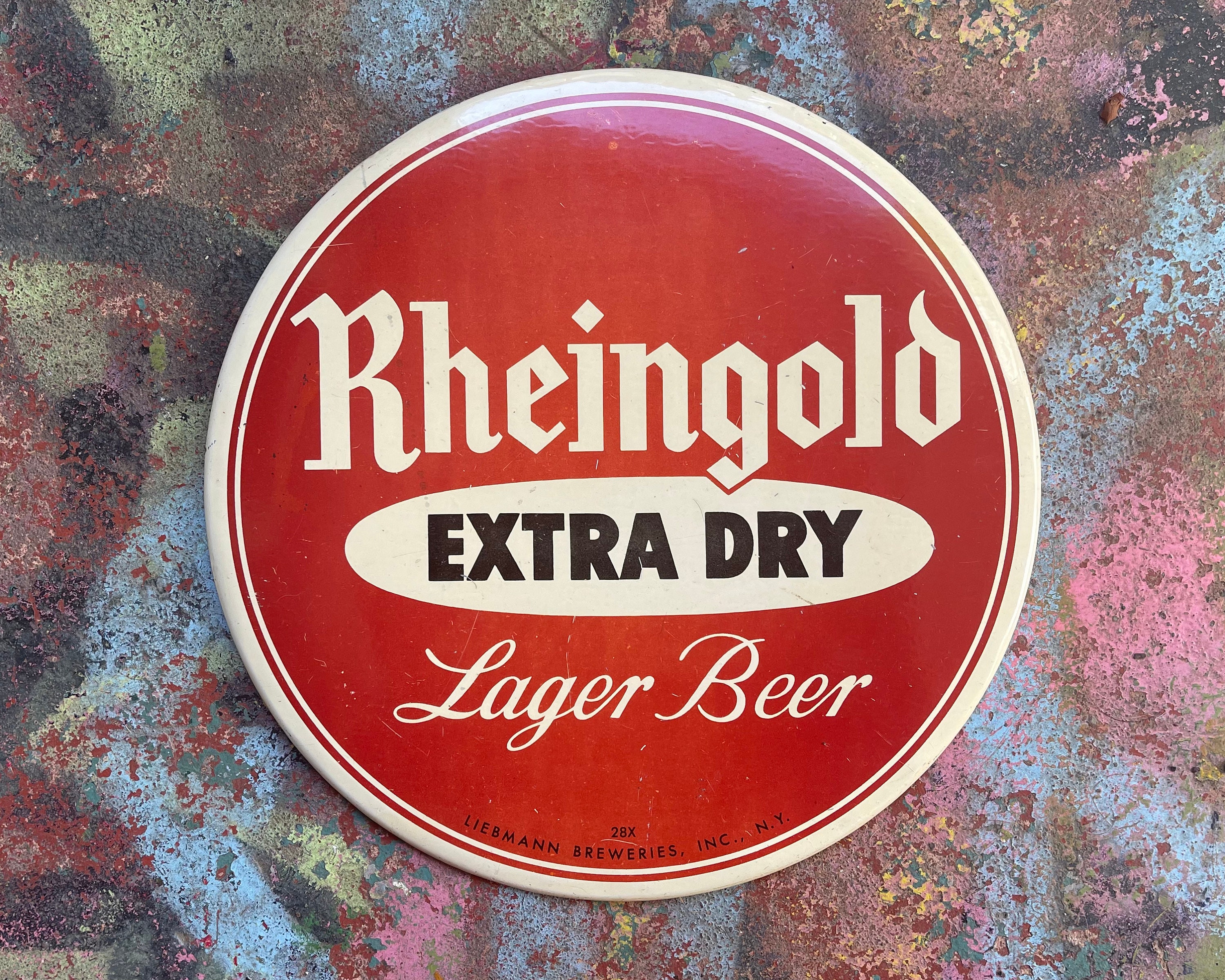 Vintage Rheingold Beer Sign, Celluloid Button Sign, Round Beer 