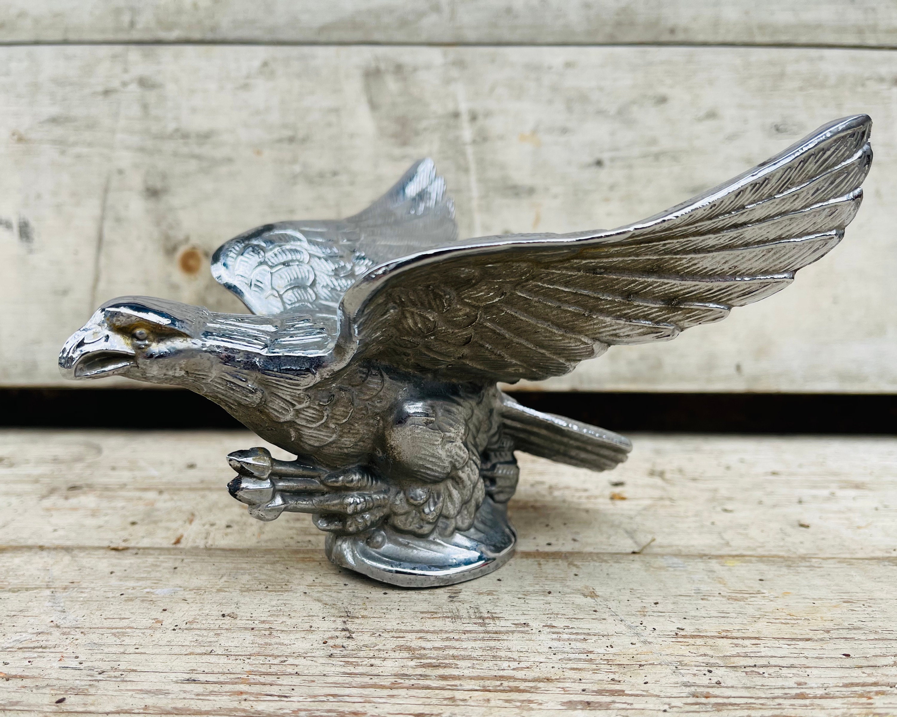 Vintage Hood Ornament Large Chrome EAGLE Car Mascot Topper Etsy