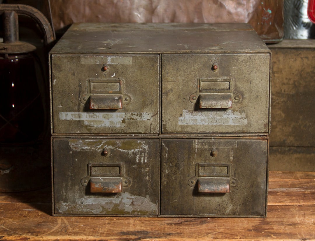 HEAVY Vintage Metal Cabinets Double Metal Cabinet Stackable Cabinets INDUSTRIAL Storage Organization Army GREEN Table File Cabinet Etsy