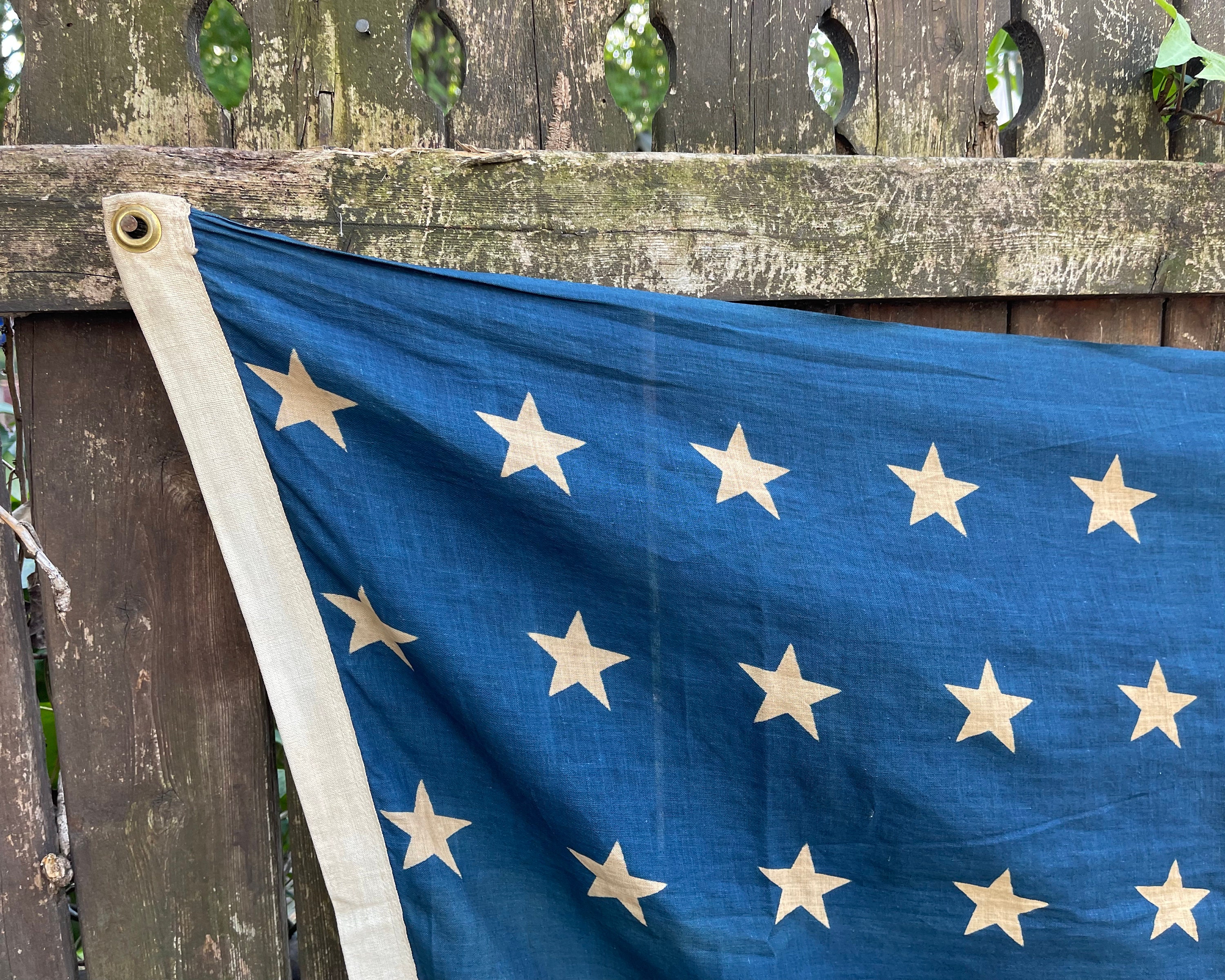 ヴィンテージ48星アメリカ国旗：アンティーク調アメリカーナ風壁飾り