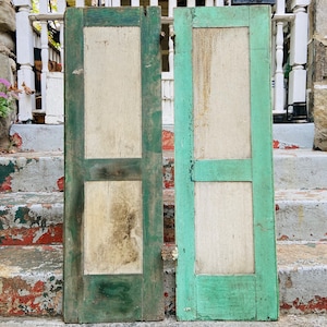 Antique Shutters, Wooden Double Panel Shutter Doors, Large Paneled Room Divider Separator, Old Shutters Hardware, Architectural Salvage