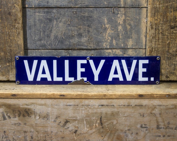 Antique Porcelain Street Sign Valley Ave Enamel Sign 1920s Etsy