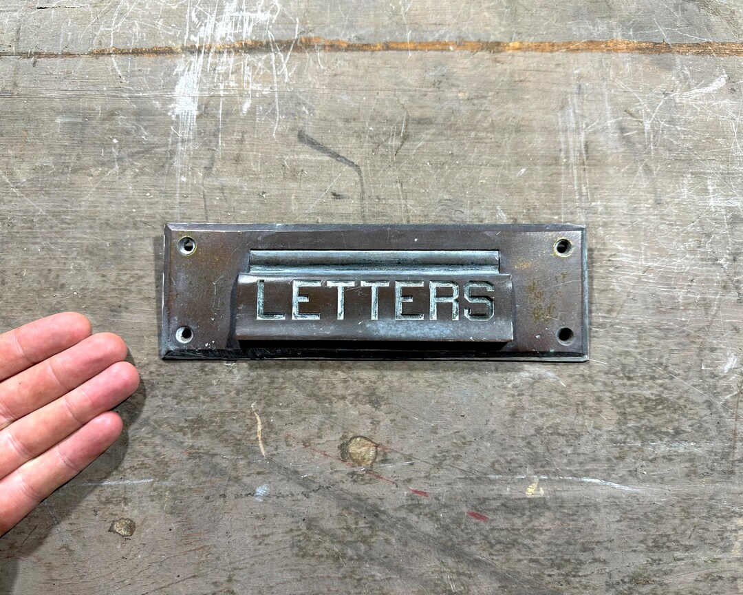 Antique Brass Mail Slot With Nice Patina, Letter Slot, Architectural