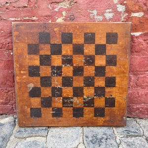 Antique Checkerboard: Crazed Paint, Primitive Farmhouse Decor