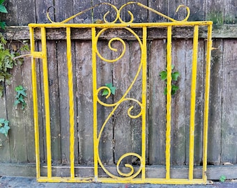 Antique Wrought Iron Gate with Latch Metal Architectural Salvage Vintage Victorian Gothic Revival Twisted Metal Ornate Garden Decor