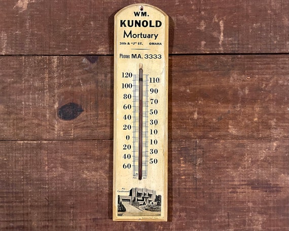 ヴィンテージのクノルド遺体温度計：オマハ・ネブラスカ州の広告装飾