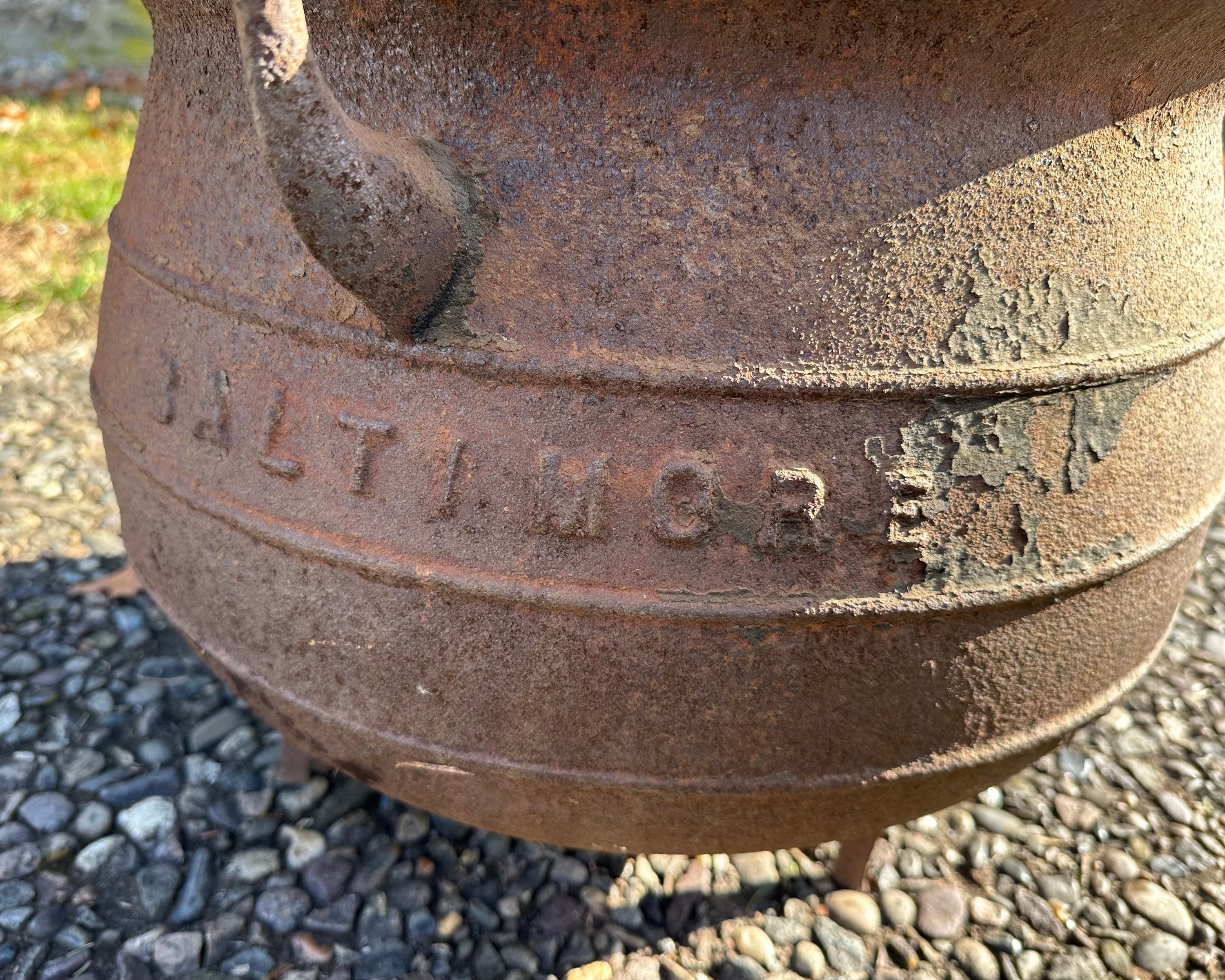 Antique Cast Iron Cauldron: Giant 12-gallon Baltimore Planter