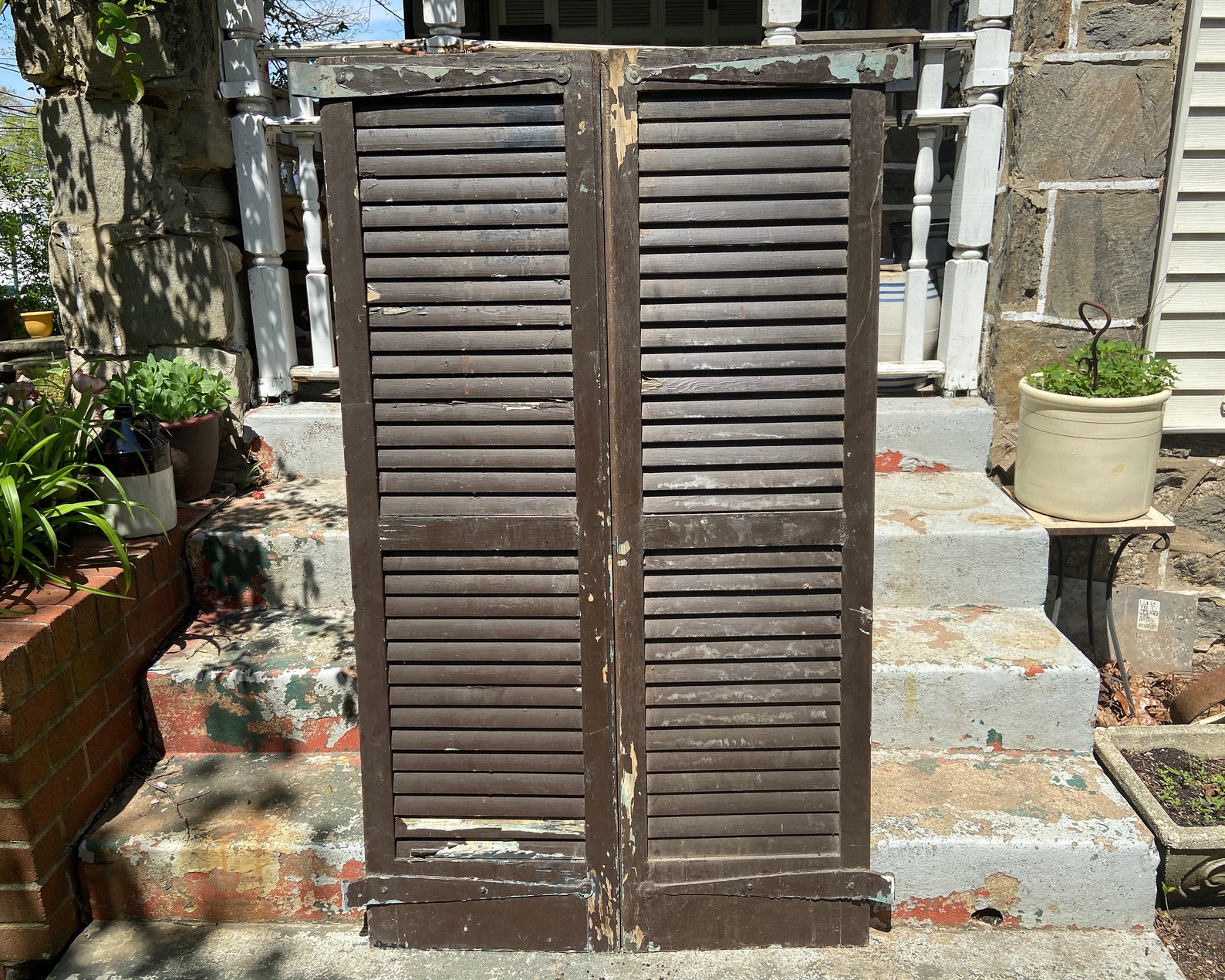 Antique Shutter Doors 61'' X 18'' Rustic Home Etsy