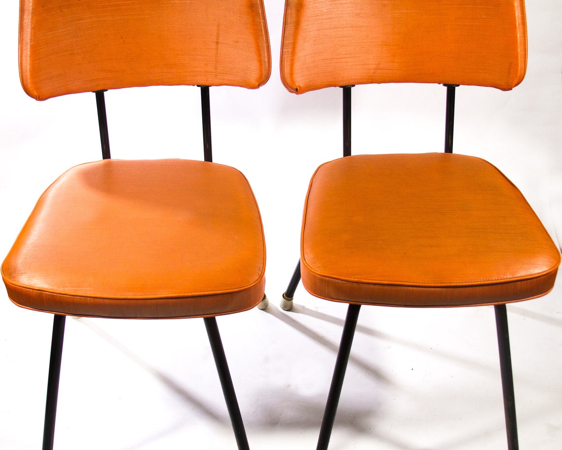 1950s Chairs Burnt Orange Set of Chairs Kitchen Chairs MCM Mid Etsy