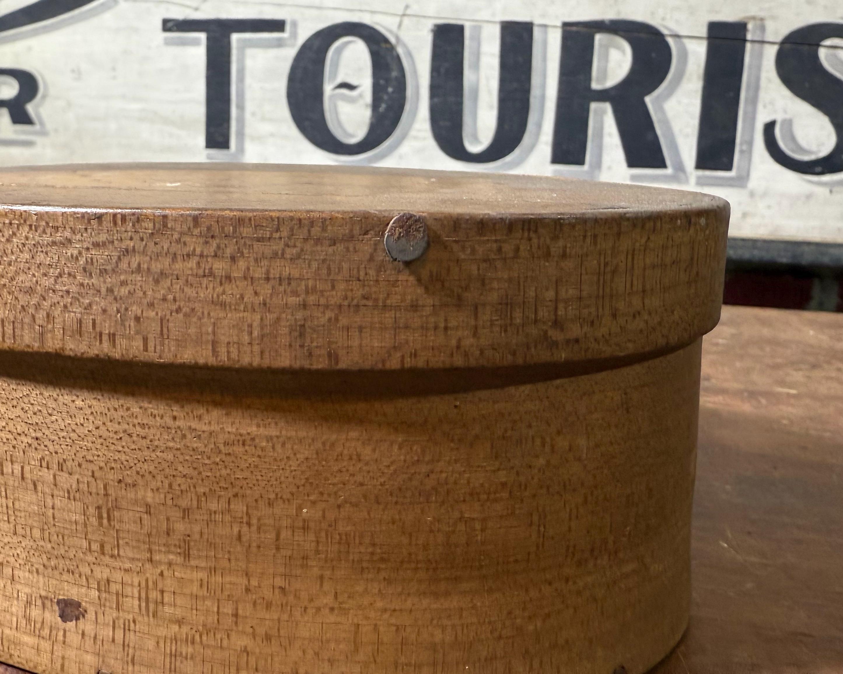 Antique Shaker Box: Inscribed Primitive Wooden Oval Pantry