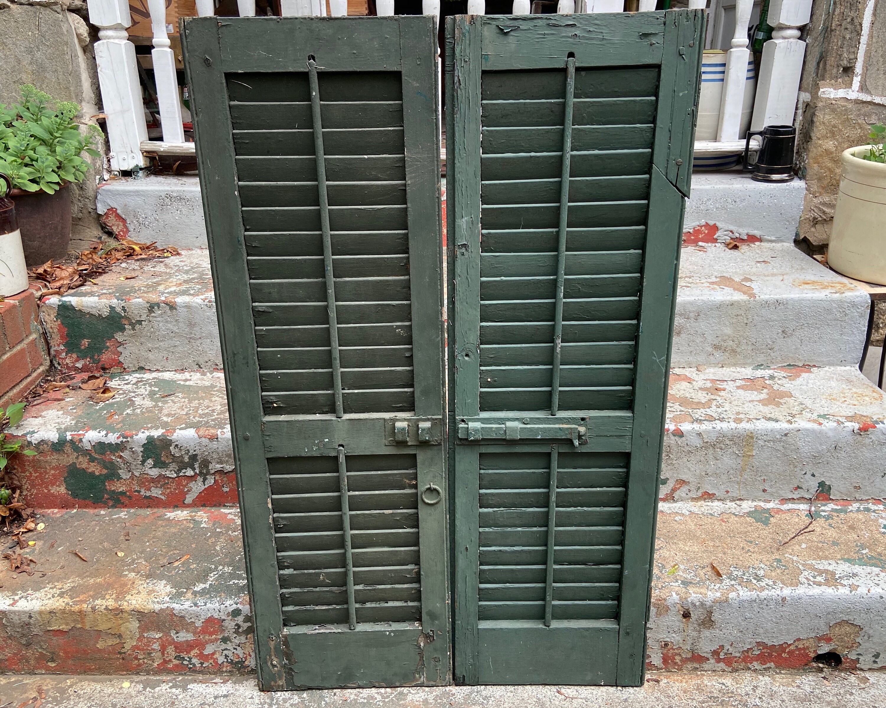 Antique Shutter Doors 46 1/2 x 14 1/2 Rustic Home Decor Old Etsy