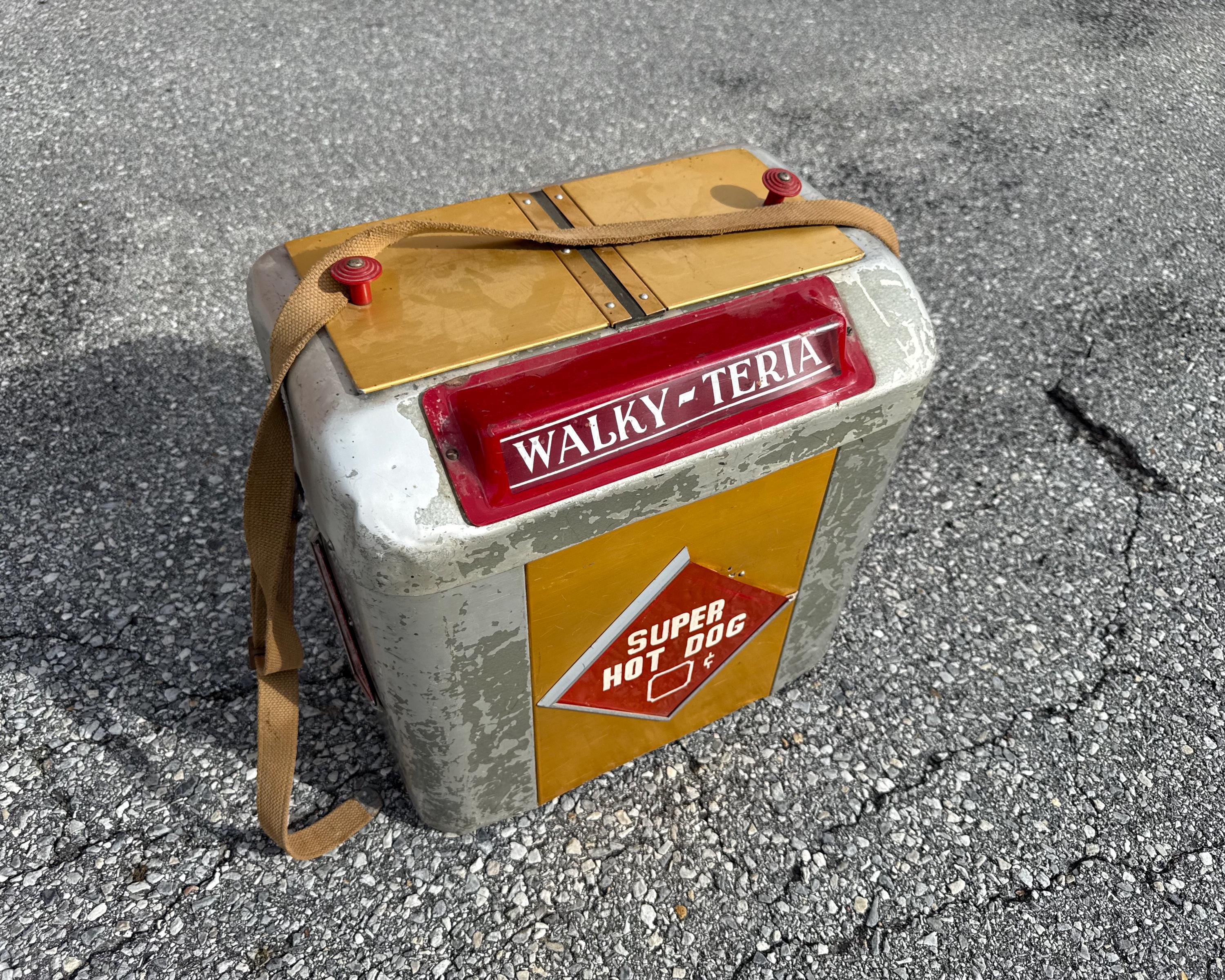 Vintage 1950s Baseball Stadium Hotdog Vending Container: Metal