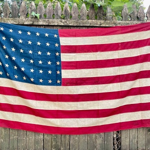 Vintage 48 Star American Flag: Distressed Americana Wall Decor