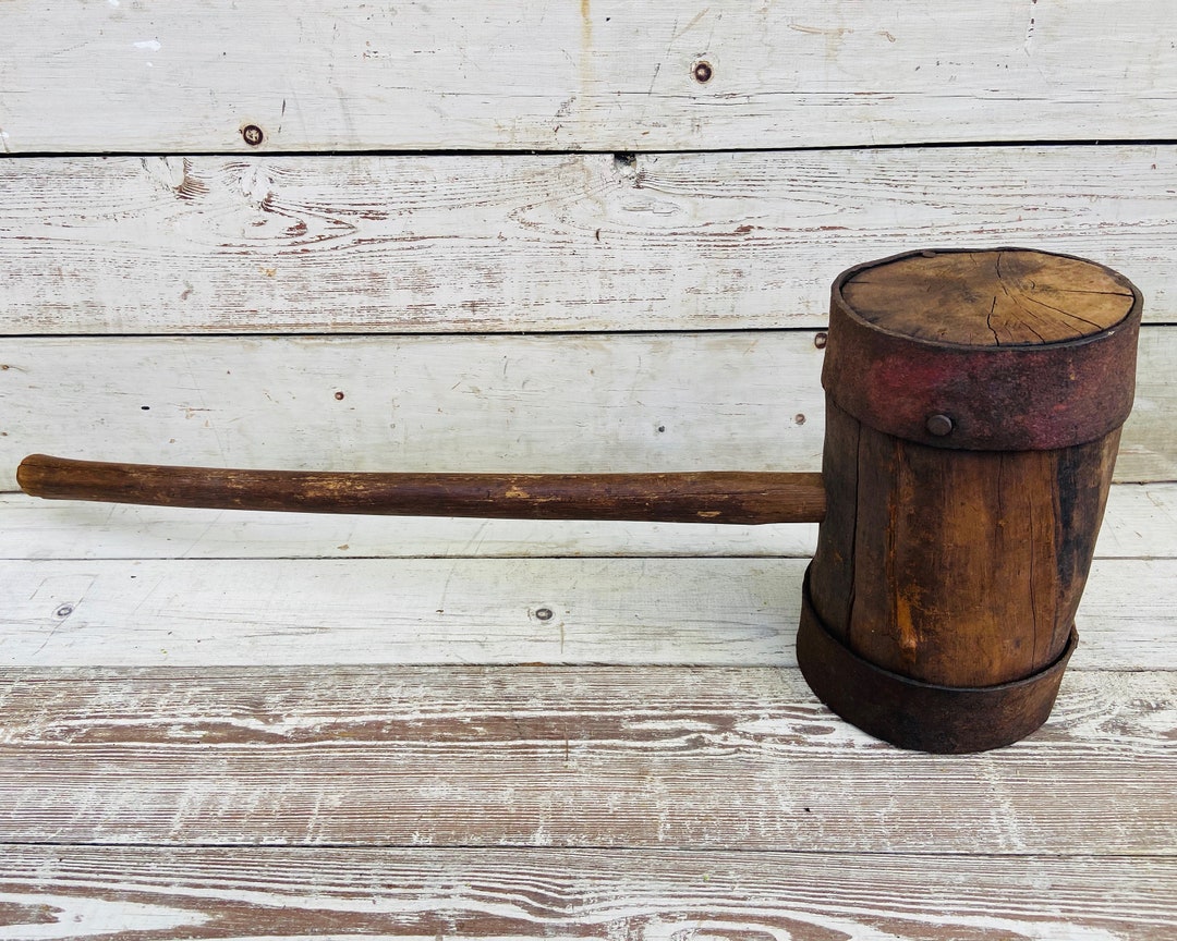 Large Antique Wooden Mallet / Hammer From England