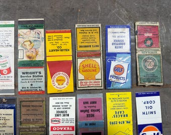 Vintage Gas & Oil Matchbook Collection: Shell, Texaco, Gulf