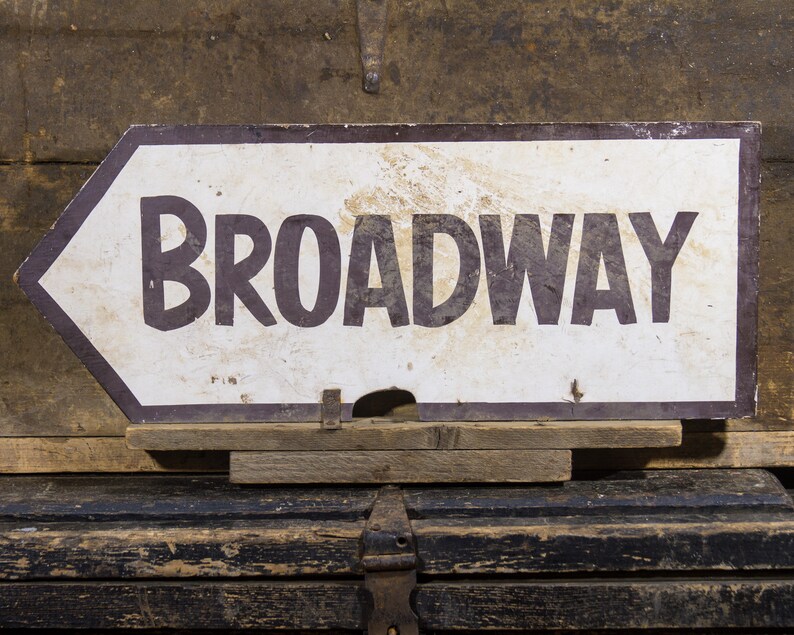 Antique Wooden Arrow Sign Large Broadway Train Station Image 0