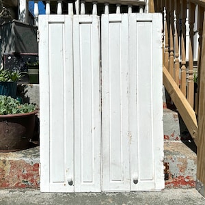 Antique White Victorian Shutter Doors: Rustic Architectural Salvage (37x13)