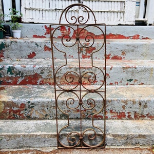 Antique Garden Gate, Wrought Iron Fence, Curved Top Ornate Shapes, Architectural Salvage, Window Guard, Old Vintage Spiked Fence, Yard Decor