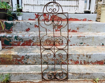 Antique Garden Gate, Wrought Iron Fence, Curved Top Ornate Shapes, Architectural Salvage, Window Guard, Old Vintage Spiked Fence, Yard Decor