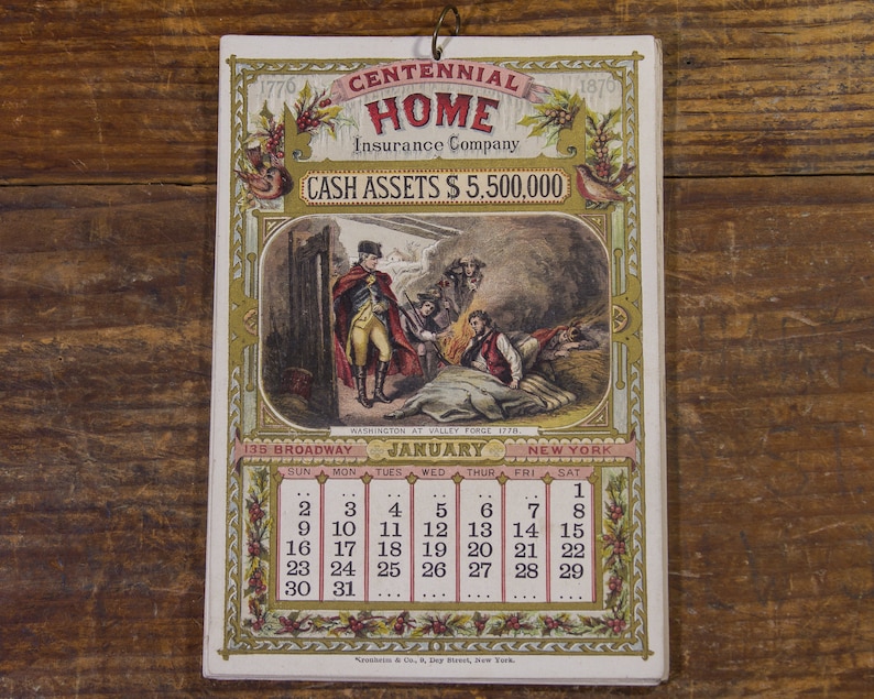 Antique Calendar Advertising Calendar 1876 CENTENNIAL HOME | Etsy