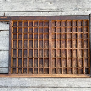 Vintage Ludlow Typeset Drawer: Rustic Wood Printer's Tray Display Shelf