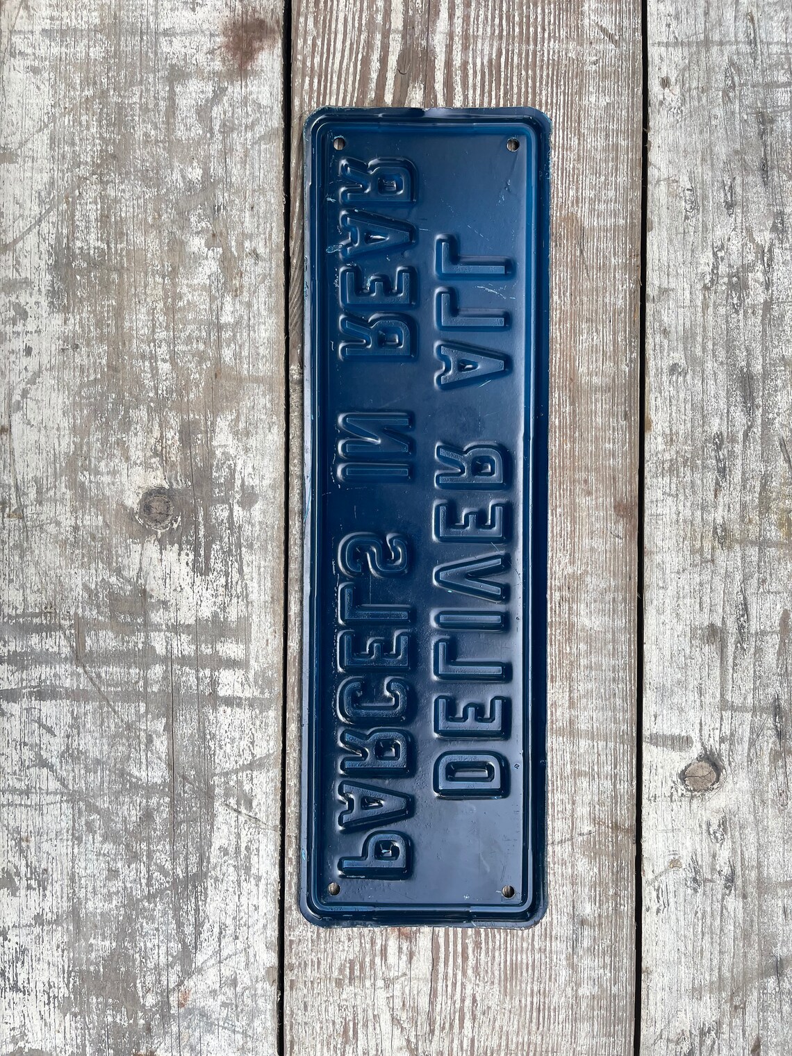 Vintage Embossed Metal Sign DELIVER All Parcels in Rear Sign Etsy UK