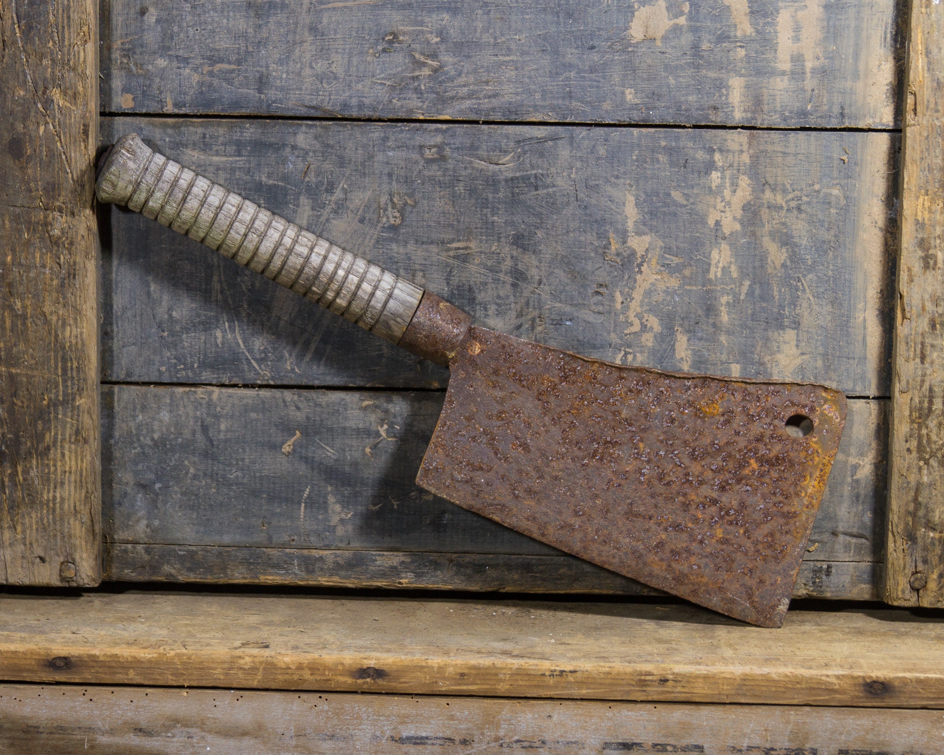 Old Meat Cleaver Large Butchers Knife Farmhouse Antiques Etsy