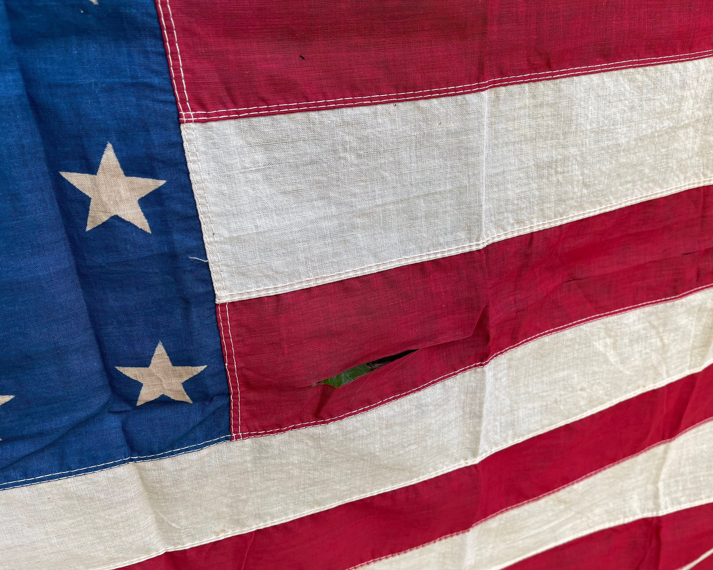 ヴィンテージ48星アメリカ国旗：アンティーク調アメリカーナ風壁飾り