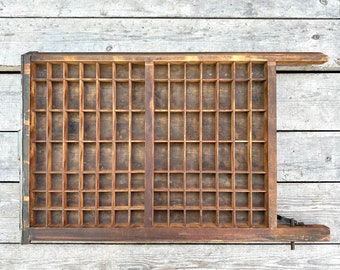 Vintage Printer's Tray: Rustic Wooden Typeset Drawer, Shadow Box Display