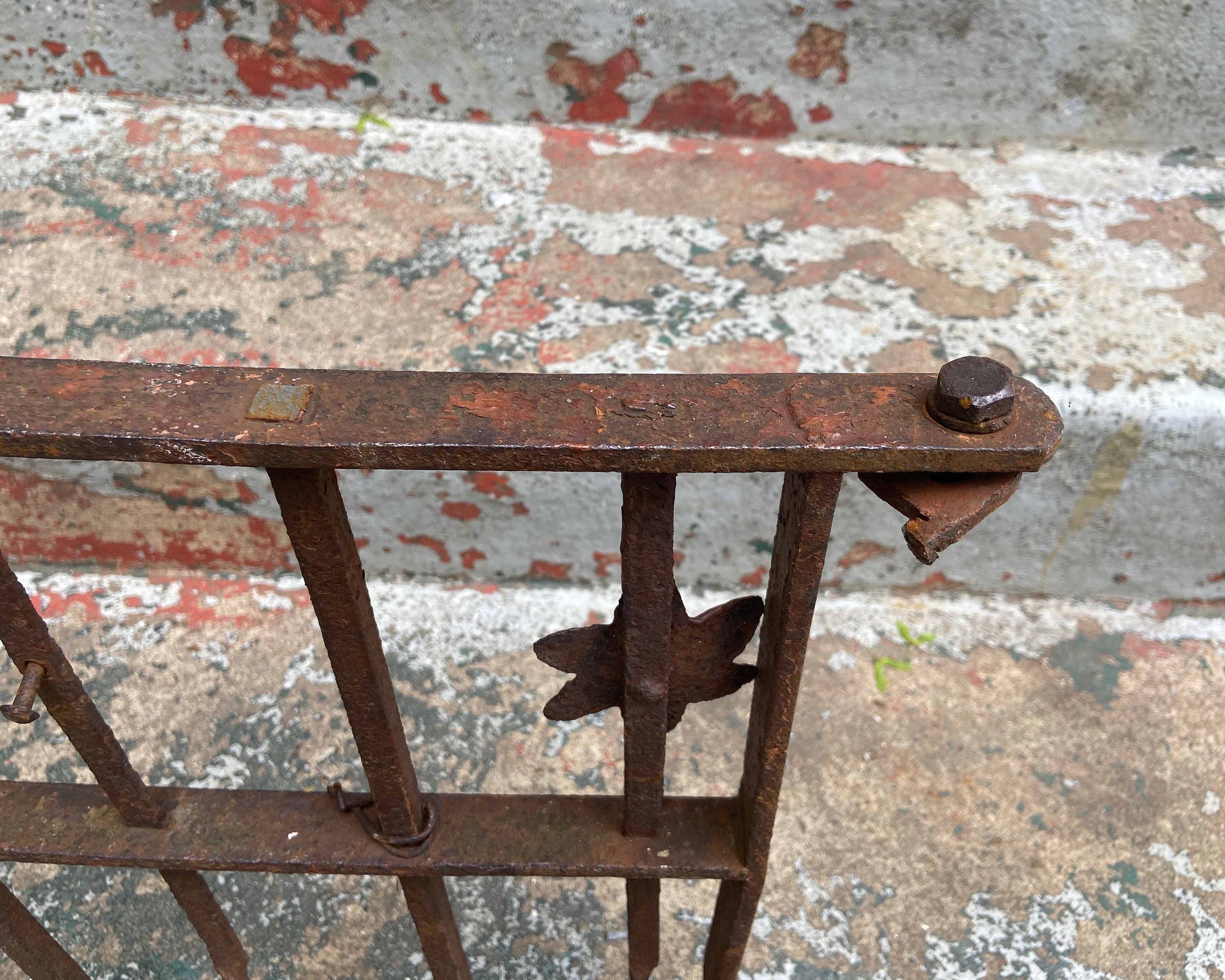 Antique Wrought Iron Gate Section: Rustic Garden Fence With Latch - Etsy